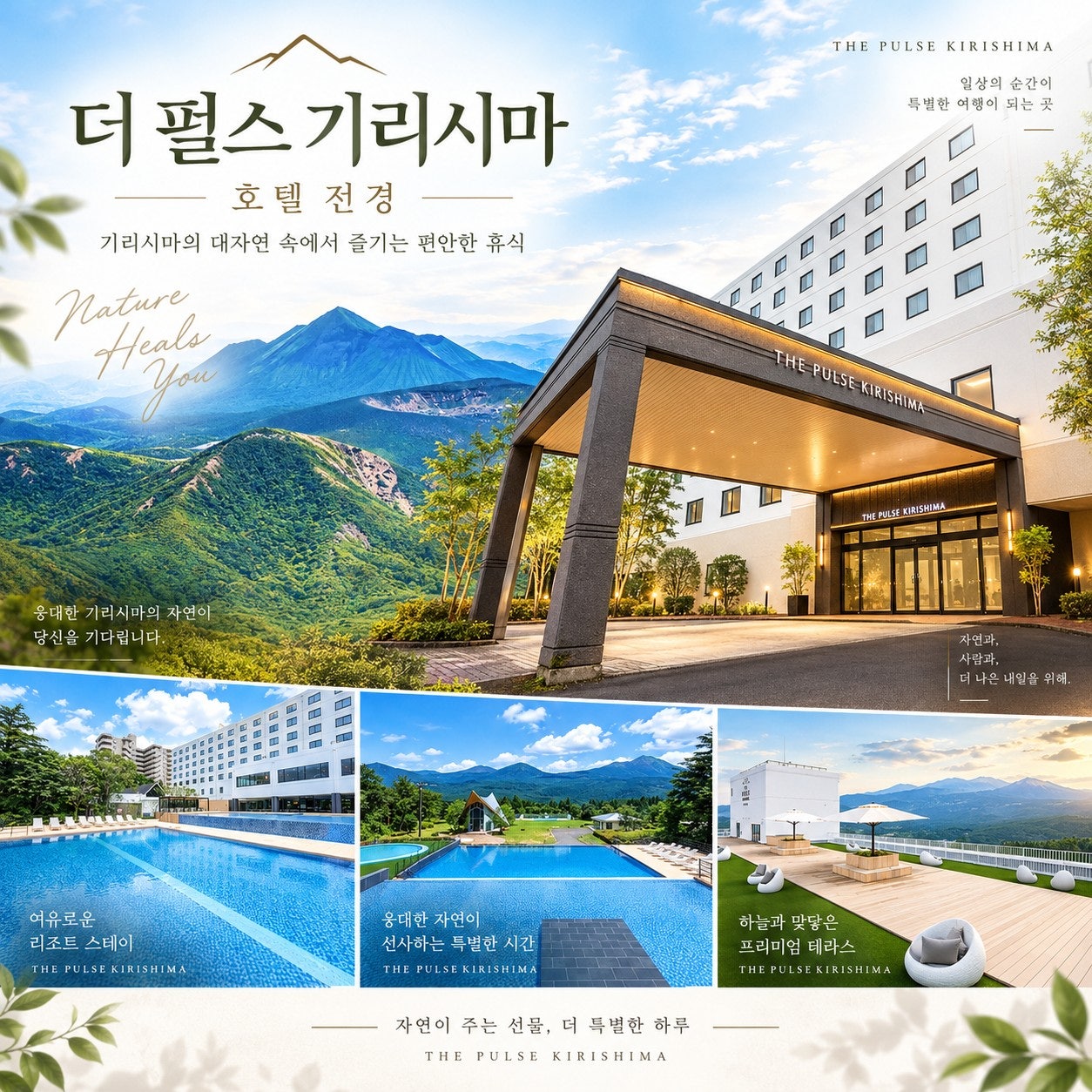 더 펄스 기리시마 호텔 외관과 기리시마 산
