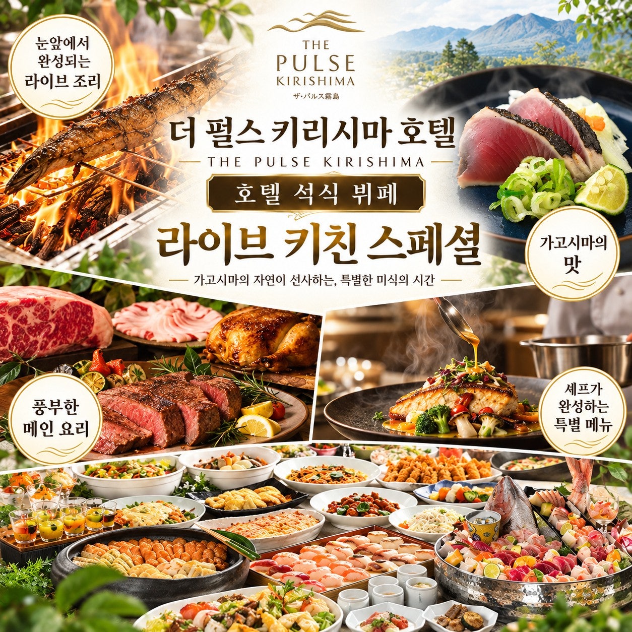 더 펄스 기리시마 호텔 석식 뷔페 라이브 키친