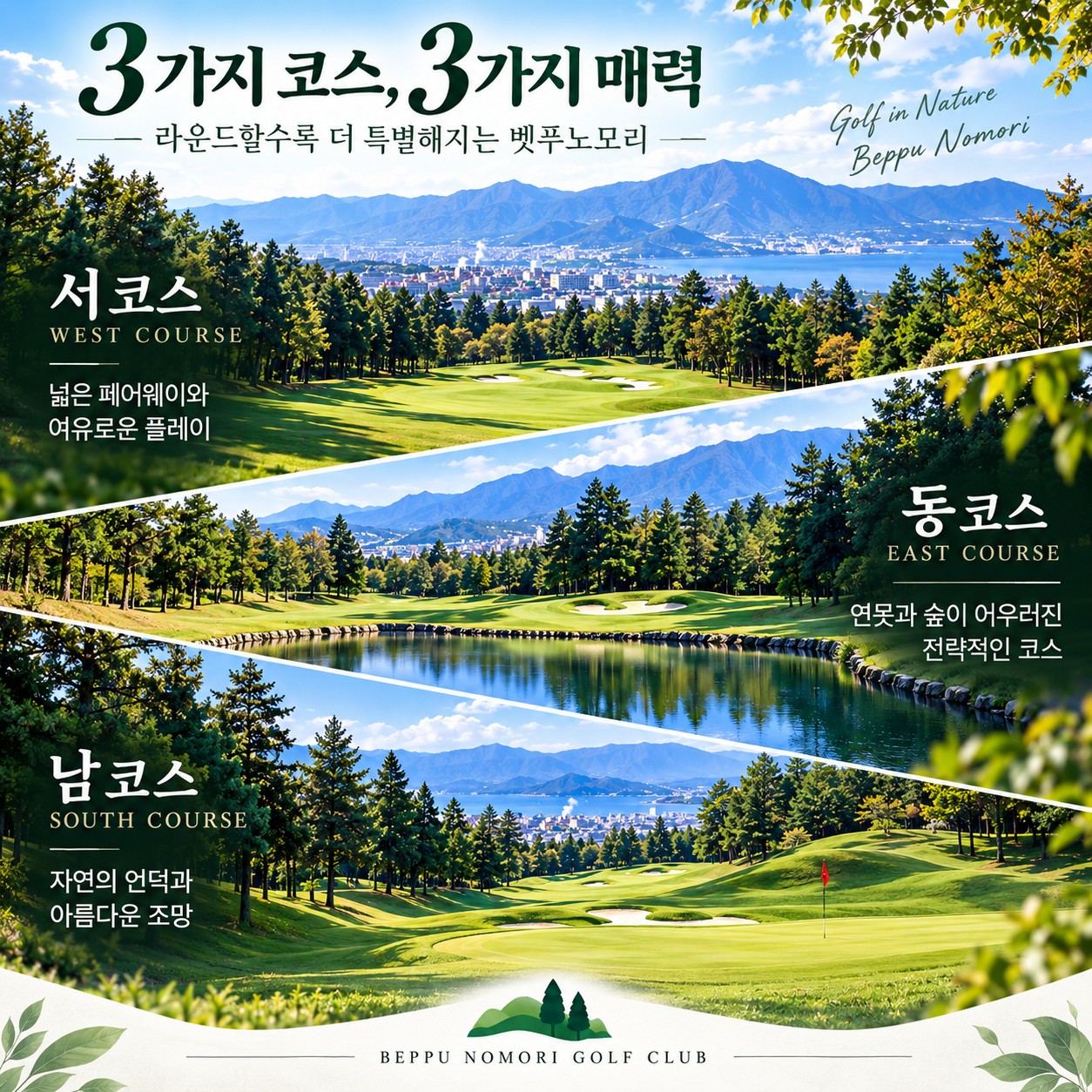 벳푸 골프여행 벳푸노모리 3가지 코스