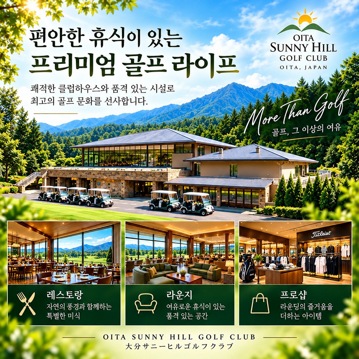벳푸 골프여행 오이타 써니힐 프리미엄 골프 라이프