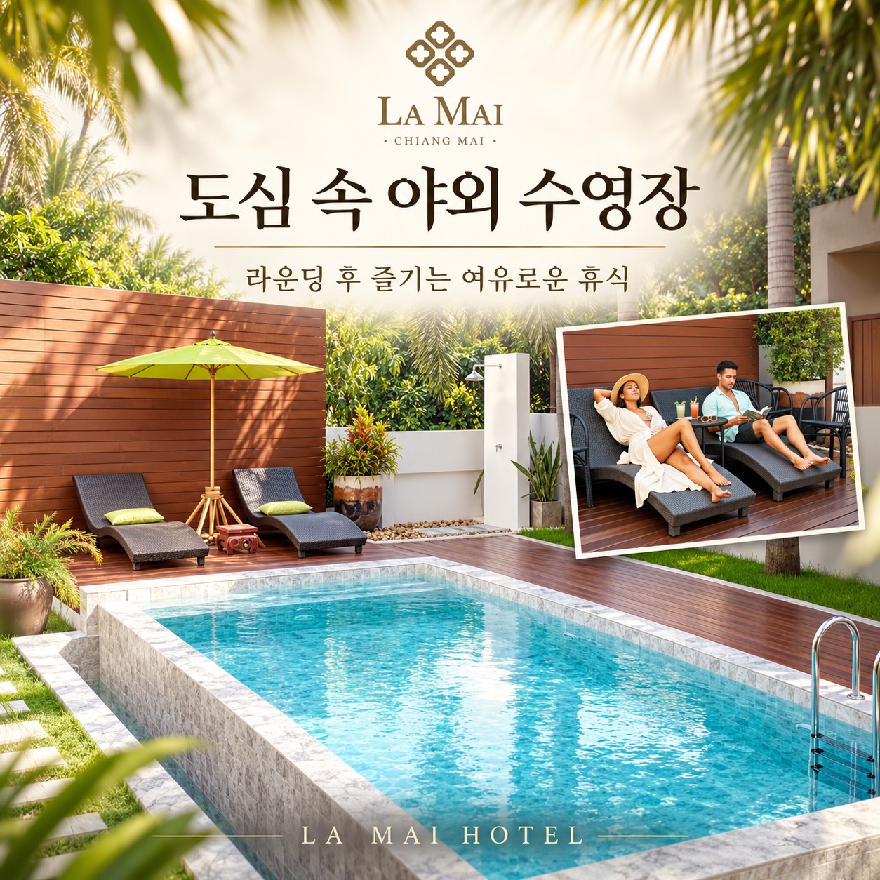 치앙마이 골프여행 라마이 호텔 도심 속 야외 수영장