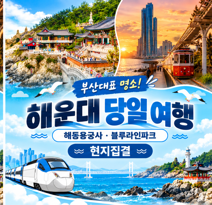 부산 당일 여행 · 해동용궁사 해운대 블루라인파크 자갈치 · 현지집결